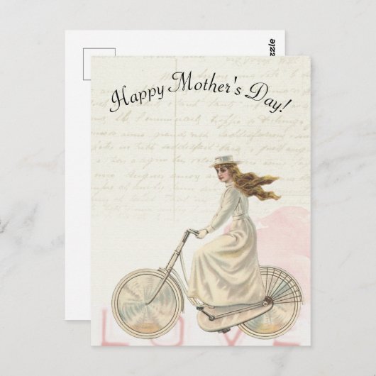 2018年ビクトリアン母の日の女性が愛する自転車 ポストカード (正面/裏面)