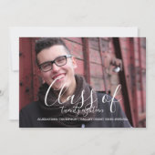 2018年写真卒業の白い繊細なクラス 案内状 (正面)