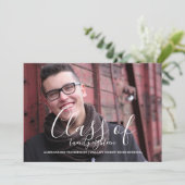 2018年写真卒業の白い繊細なクラス 案内状 (スタンド正面)