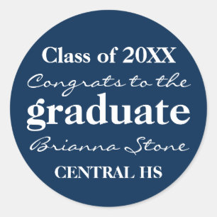 2018年卒業ステッカーの青と白 ラウンドシール