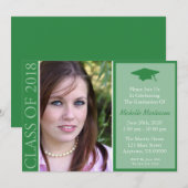 2018年度 伝統的な卒業式（グリーン） 招待状 (正面/裏面)
