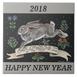 2018年新年うさパーソナライズされたぎの祈りのタイル タイル