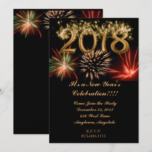 2018年新年の花火 招待状 (正面/裏面)