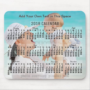 2018年月例カレンダーブラック追加フォト文字 マウスパッド