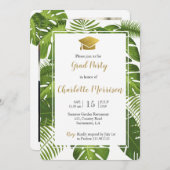 2018年熱帯緑の金ゴールド写真カード 招待状 (正面/裏面)