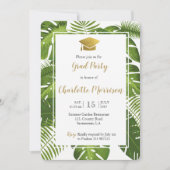 2018年熱帯緑の金ゴールド写真カード 招待状 (正面)