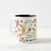 2018年間の犬Shibaはマグの後をつけます ツートーンマグカップ (正面左)