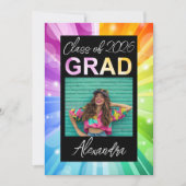 2018年鮮やかのレインボークラス写真卒業 招待状 (正面)