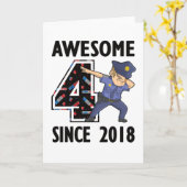 2018年4回目の誕生日ギフト警察生まれ士男の子 カード (黄色い花)