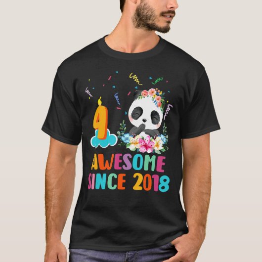 2018年4歳素晴らし誕生日パンダU Tシャツ (正面)