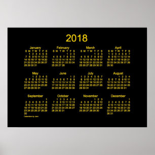 2018年 ネオンゴールド 壁掛けカレンダー / Janz ポスター