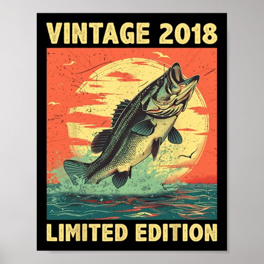 2018年 誕生日 プレゼント 釣り フィッシャーマン 魚 誕生魚  ポスター (正面)