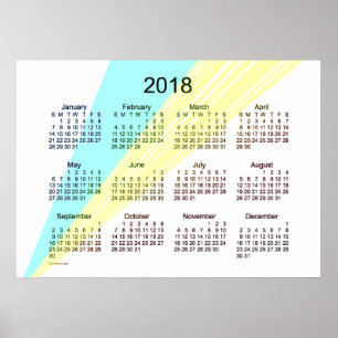 2018年 Janz ポスターによるシアンイエローカレンダー ポスター