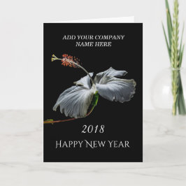 2018明けましておめでとう-白いハイビスカスの花 シーズンカード