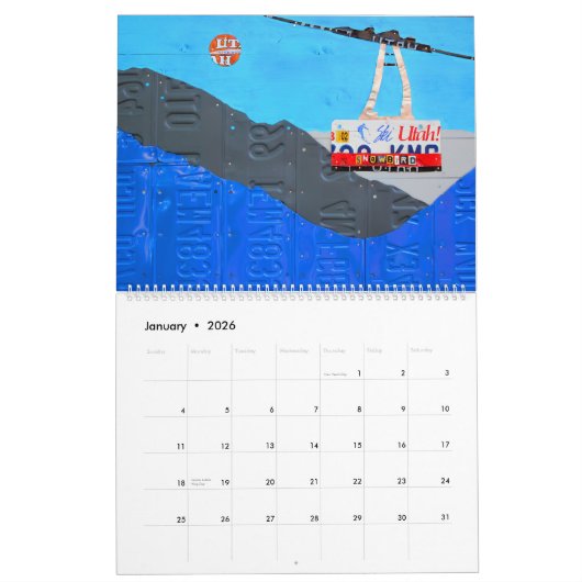 2018枚のデザインのターンパイクのナンバープレートのカレンダー カレンダー (1月 2026)