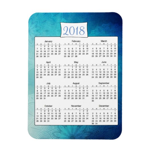 2018神秘的なターコイズマンダラカレンダーマグネット マグネット (縦)