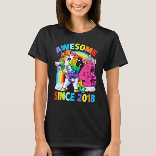 2018素晴らし年からダビング・ユニコーン4th Birthday Gi Tシャツ (正面)