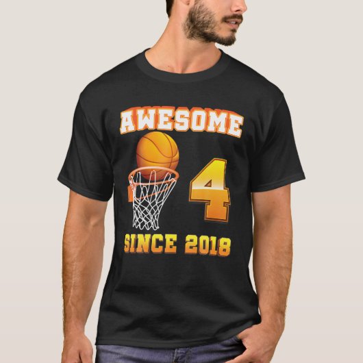 2018素晴らし年からバスケットボール4歳の誕生日4年 Tシャツ (正面)