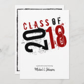 2018芸術的年5月の赤、黒、白のクラス 招待状 (正面/裏面)