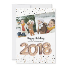 2018風船 | クリスマス・ホリデー | 2枚のフォトカード