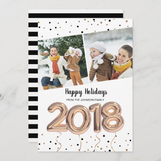2018風船 | クリスマス・ホリデー | 2枚のフォトカード シーズンカード (正面/裏面)