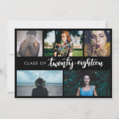 2018%のpipe%モダンな黒の卒業生5の写真のクラス 招待状 (正面)