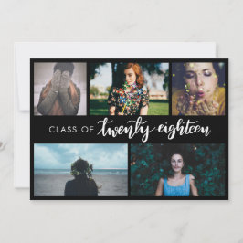 2018%のpipe%モダンな黒の卒業生5の写真のクラス 招待状