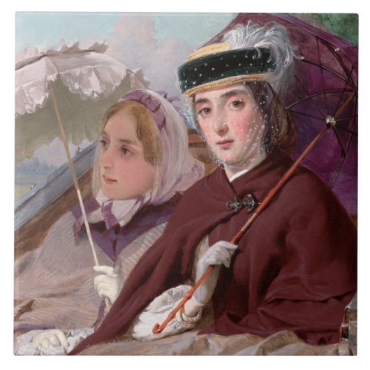 2018.エレガント馬車に乗る若い婦人たち タイル (正面)