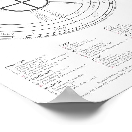 2018-2019年の色の典礼カレンダー新しい! ポスター (角)