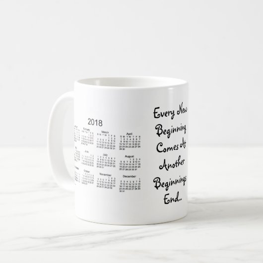 2018-2019年新しい始まり白い暦(Janz) コーヒーマグカップ (正面左)