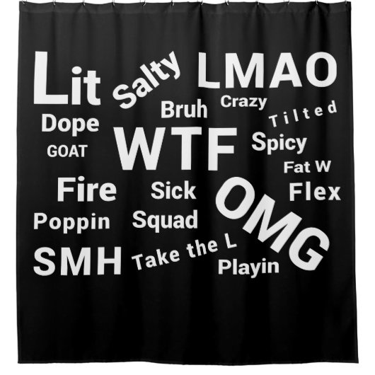 2018-2019年10代の頃のスラングとトークことわざ シャワーカーテン (正面)