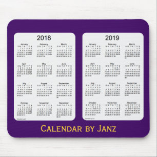 2018-2019 Janzのマウスパッドによる紫色のカレンダー マウスパッド