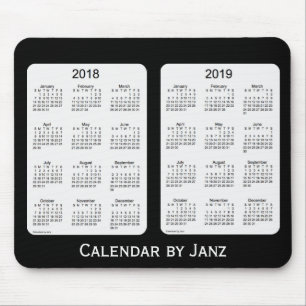 2018-2019 Janzのマウスパッドによる黒いカレンダー マウスパッド