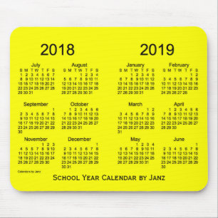 2018-2019 Janz著学年の黄色のカレンダー マウスパッド