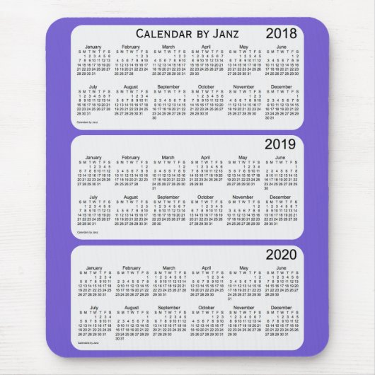 2018-2020石板·ブルー·カレンダー(Janz) マウスパッド (正面)