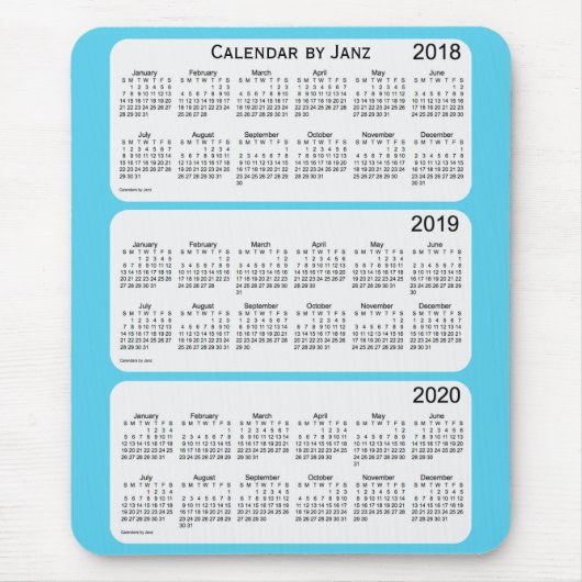2018-2020 Sky Blue Calendar by Janz マウスパッド (正面)