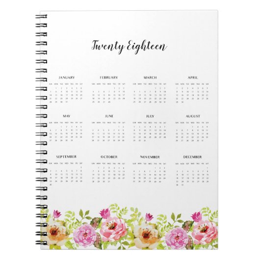 2018 Calendar Spring Flowers ノートブック (正面)
