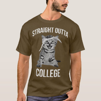 2018 Graduate Straight Outta College Cat  Funny Ki Tシャツ