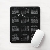 2018 Janz著ネオン白い大活字のカレンダー マウスパッド (マウス)