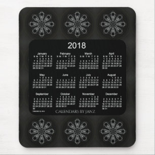 2018 Janz著ネオン白い雪片のカレンダー マウスパッド
