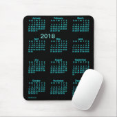 2018 Janz著ネオン青い大活字のカレンダー マウスパッド (マウス)