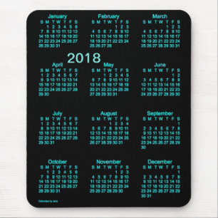 2018 Janz著ネオン青い大活字のカレンダー マウスパッド