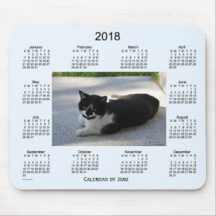 2018 Janz著粋な猫のカレンダー マウスパッド