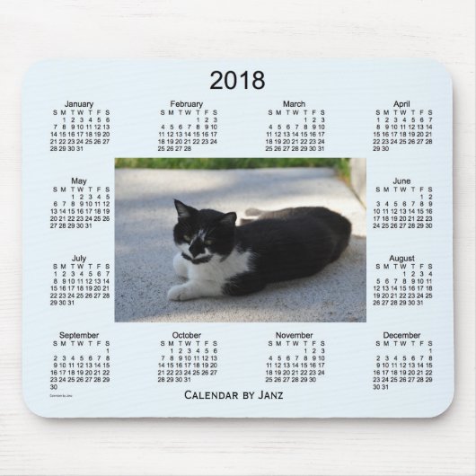 2018 Janz著粋な猫のカレンダー マウスパッド (正面)