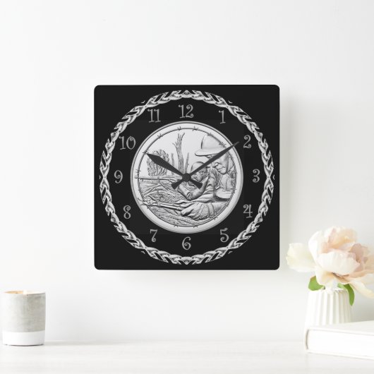 2018 WWIドーボーイズ100年陸軍メダルイメージ~ スクエア壁時計 (ホーム)