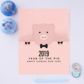 2019お洒落年初の可愛い中国のピンク豚 チラシ (シングル)