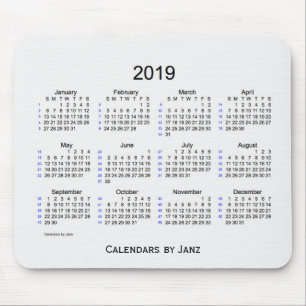2019の白の煙Janz著52週のカレンダー マウスパッド