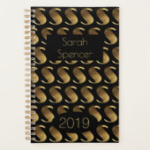 2019カスタム年ブラック金ゴールドモノグラムS エレガント プランナー手帳 (正面)