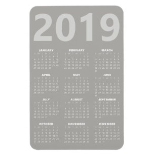 2019カレンダー磁石 – 薄い灰色 マグネット