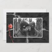 2019コーモダンラルティール(緑がかった色)ボタニカルブラッ結婚クス 招待状 (裏面)